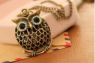 Women's Trendy Sweater Decoration Accessory - Fashion Delicate Cute Owl Small Pendant Long Chain Necklace