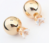 Fashion double Pearl Women Earrings Gold Plated - Star Jewerly Nice Gold Sliver Korean Crystal Two Ball Pearls Stud Earrings