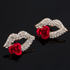 Women & girls Fashion - Austrian Shiny Crystall Rose-mouth Stud Earrings