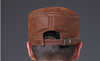 Fashion Army Cap Box Hat Cadet Visor - HL019 Genuine Leather Rider Style Cowhide