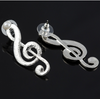 Musical Notation Pearl Stud Earrings - New Women Luxury Silver Plated