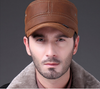 Fashion Army Cap Box Hat Cadet Visor - HL019 Genuine Leather Rider Style Cowhide