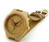 Lovers Luxury Customed Watches with Paper Gift Box Idea Gifts - Engraved Buck Head Natural Wood Watch With Genuine Cowhide Leather