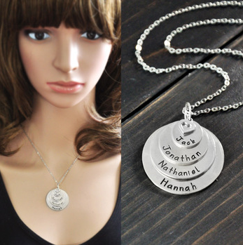 personalised stack disc name necklace - Custom name necklace,engraved family member names necklace