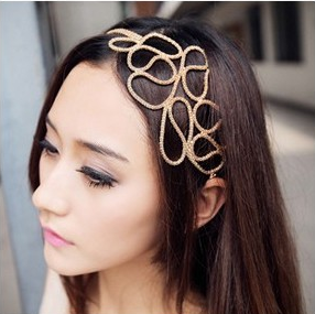 T150 Hair Accessories for Women - Trendy Gold Elastic Hair Rope Weave Headbands